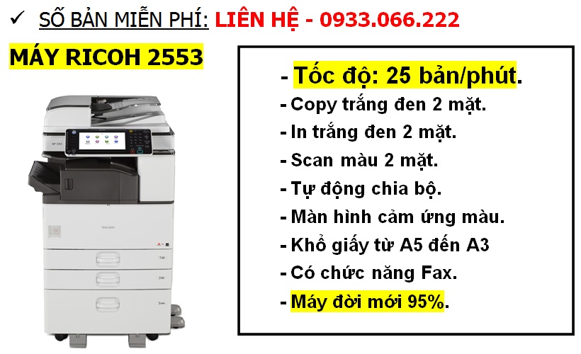 cho thuê máy photocopy ricoh aficio mp 2553